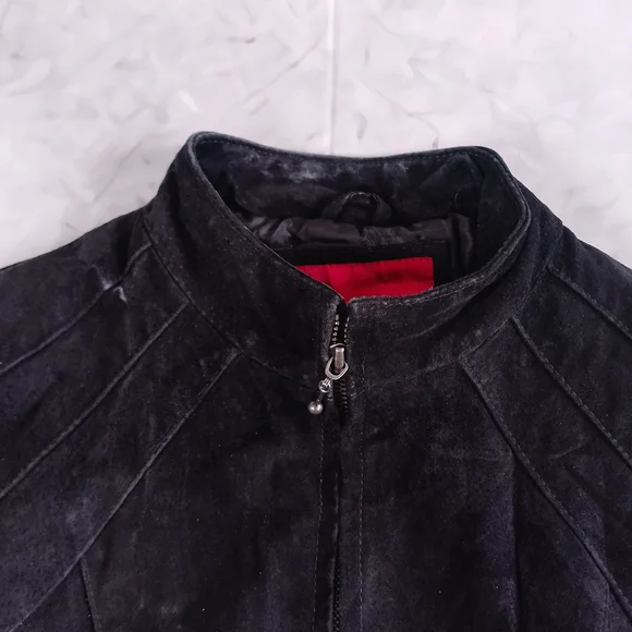 Vintage Bum Equipment Women’s Black Suede Zip-Front Leather Jacket - Picture 11 of 14